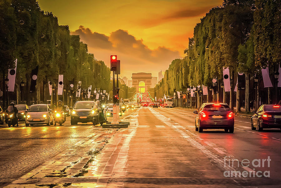 Golden Paris Streets Photograph