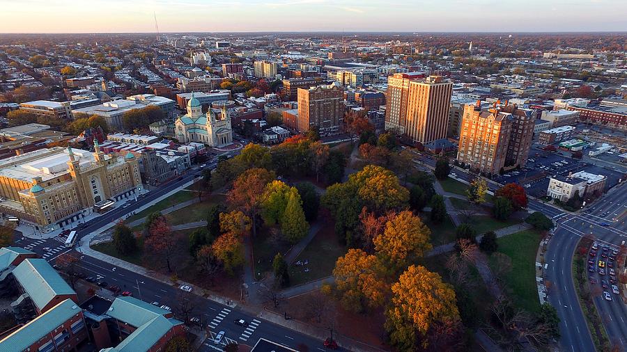 VCU - Monroe Park Photograph by Tredegar DroneWorks