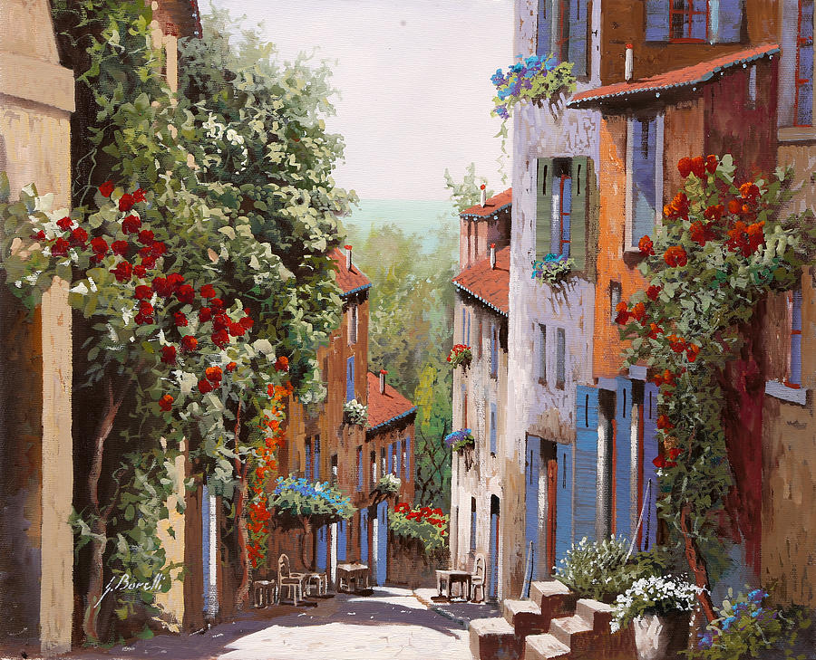 Flower Painting - vecchia Cagnes by Guido Borelli