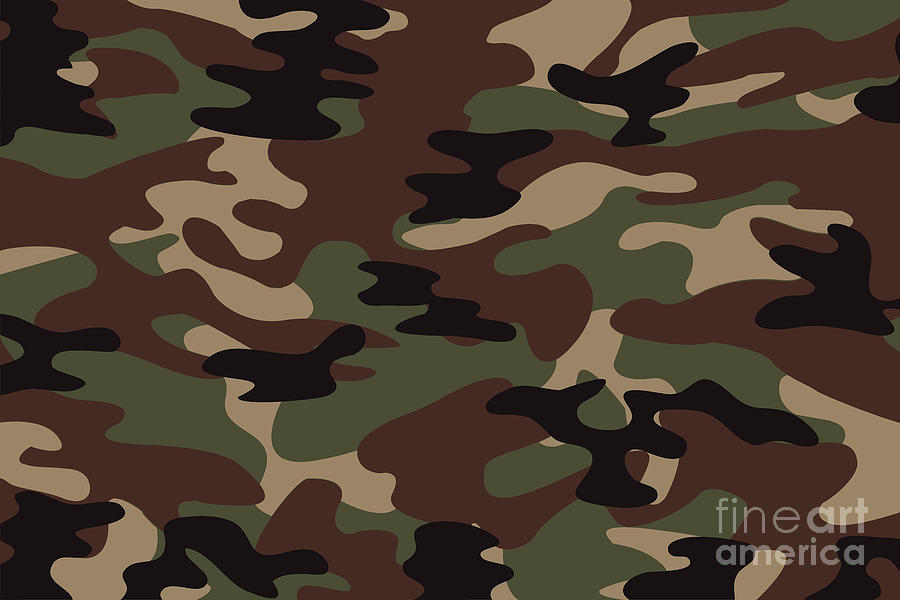 Vector Background Of Soldier Green Camo Pattern Digital Art by