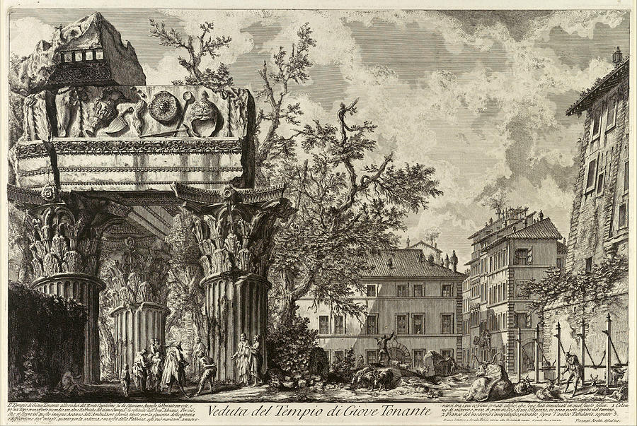 Giovanni Battista Piranesi Drawing - Veduta with the Temple of Jove by Giovanni Battista Piranesi