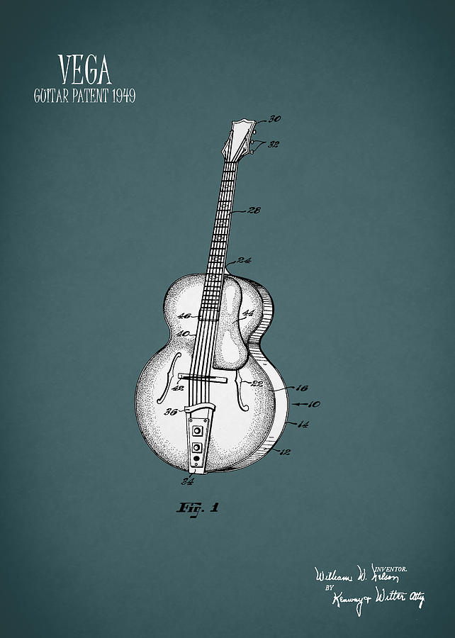 Guitar Photograph - Vega Guitar Patent 1949 by Mark Rogan