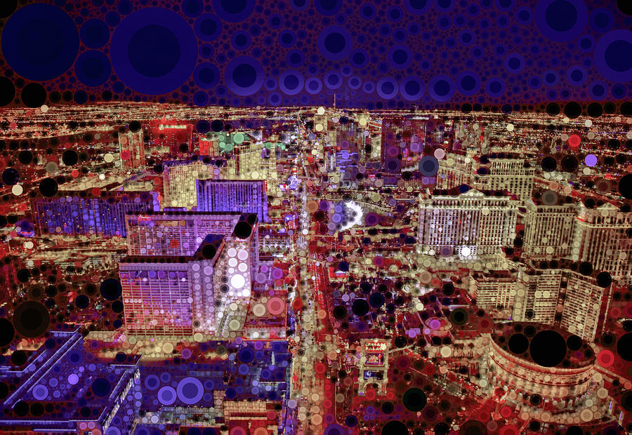Vegas City Lights Mixed Media by Susan Maxwell Schmidt