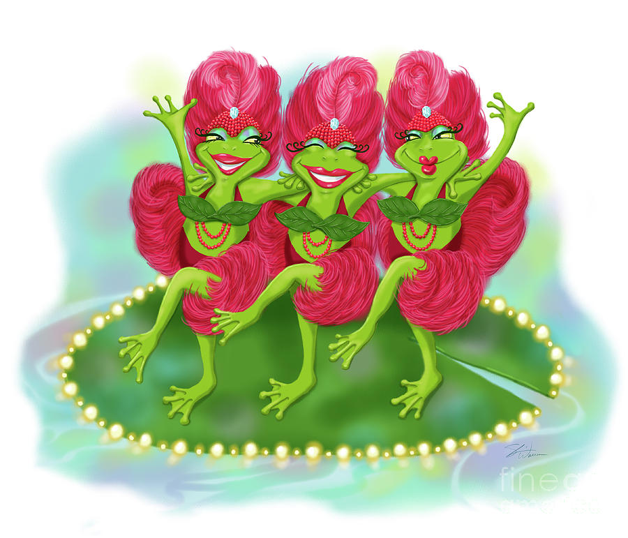 Vegas Frogs Showgirls Mixed Media by Shari Warren