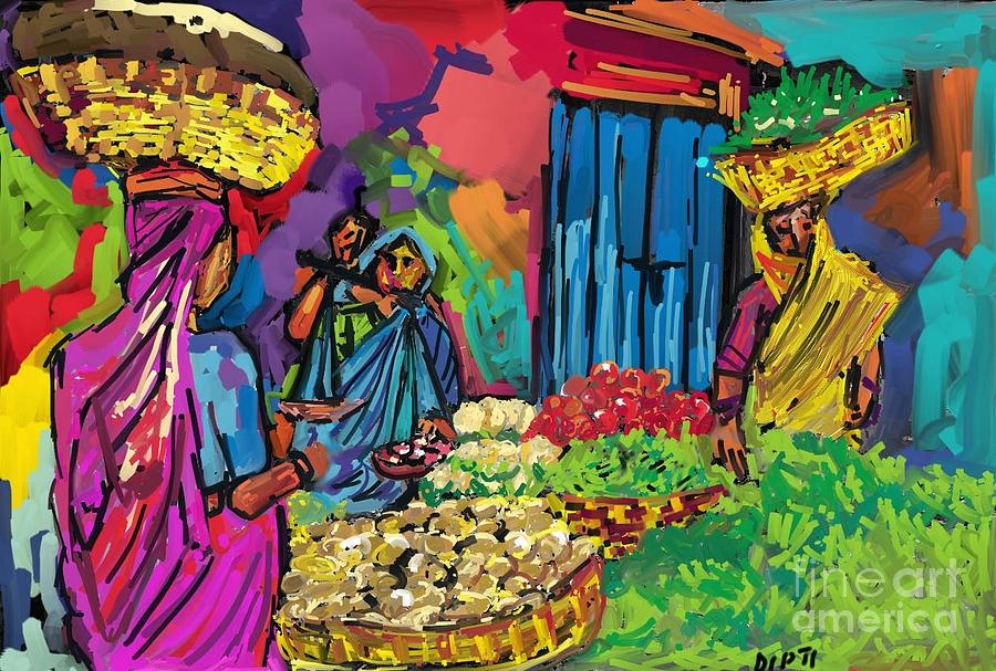 indian vegetable market paintings