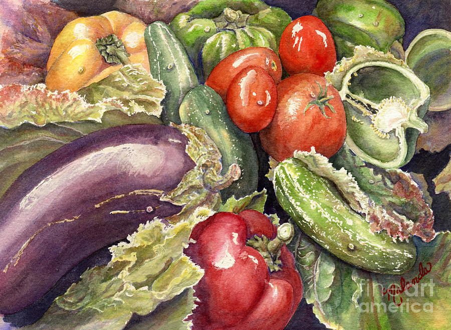 Vegetable Medley Painting by Malanda Warner