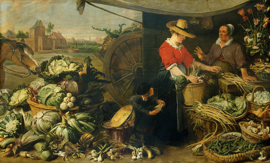 Vegetable Stall Painting by Jan Wildens