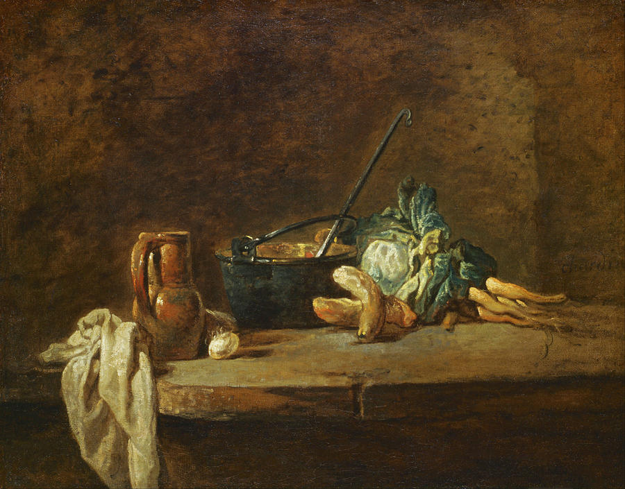 Vegetable Painting - Vegetables for the Soup by Jean-Baptiste-Simeon Chardin