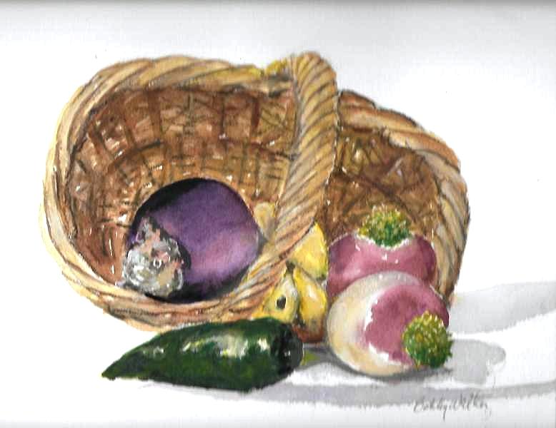 Veggie Basket Painting by Bobby Walters