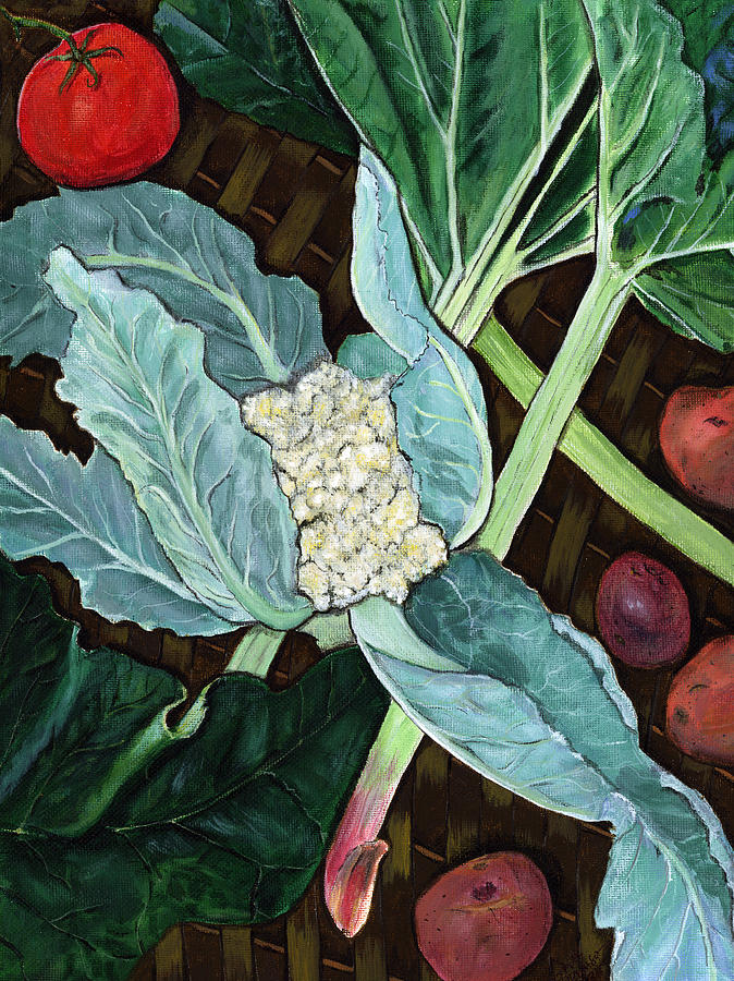 Potato Painting - Veggie basket by Sara Stevenson