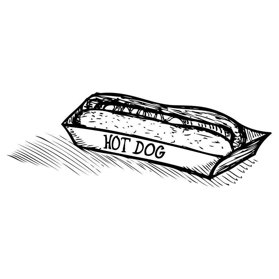 Pen Drawing - Veggie Hot Dog by Karl Addison