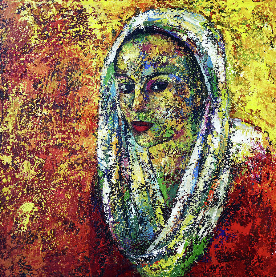 Veiled She Painting by Ronex Ahimbisibwe