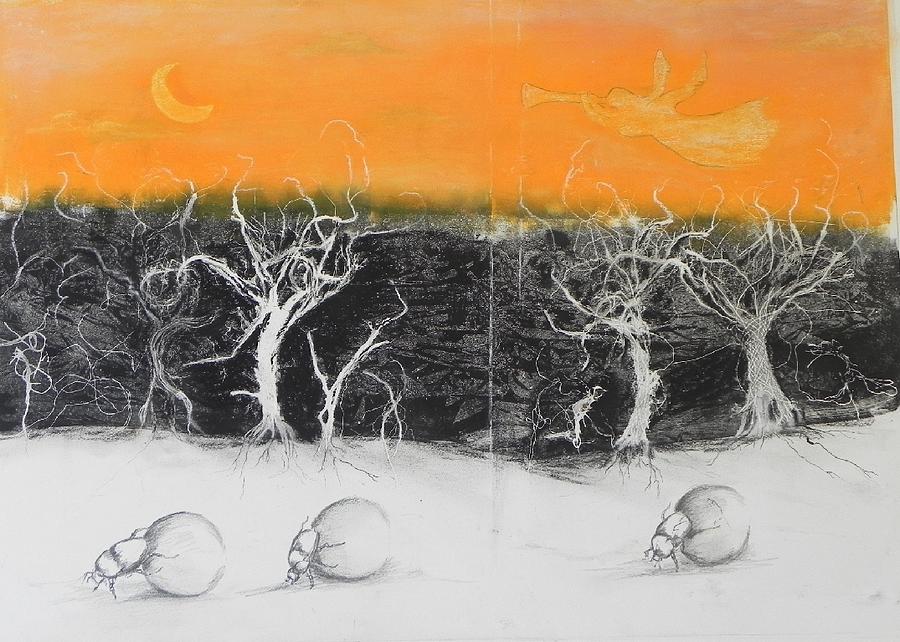 Tree Painting - Veld Fire by Ilona Petzer