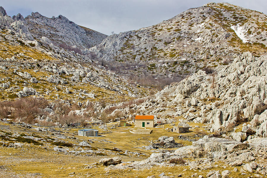 Velebit stone desert and mountain shelter view Photograph by Brch Photography