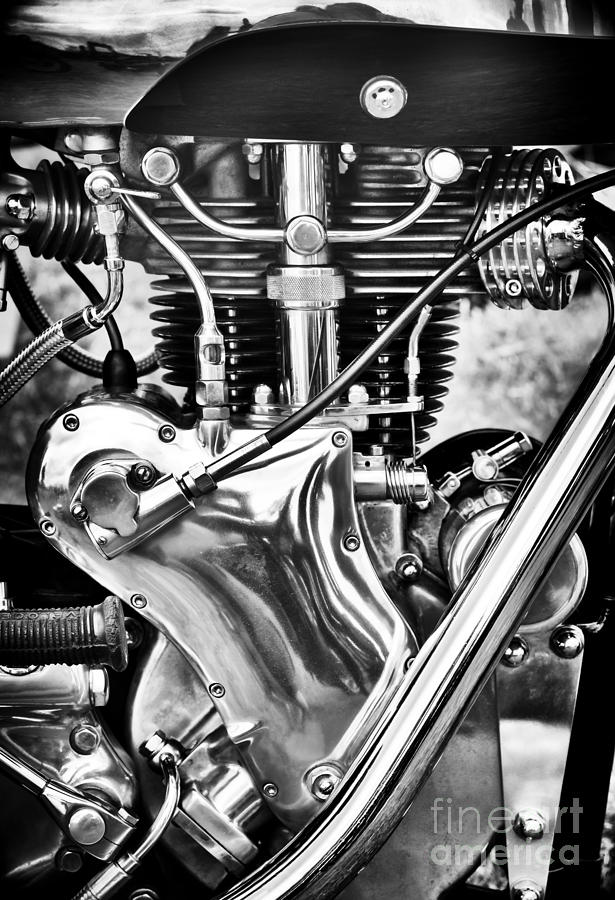 Velocette Venom Engine Monochrome Photograph by Tim Gainey
