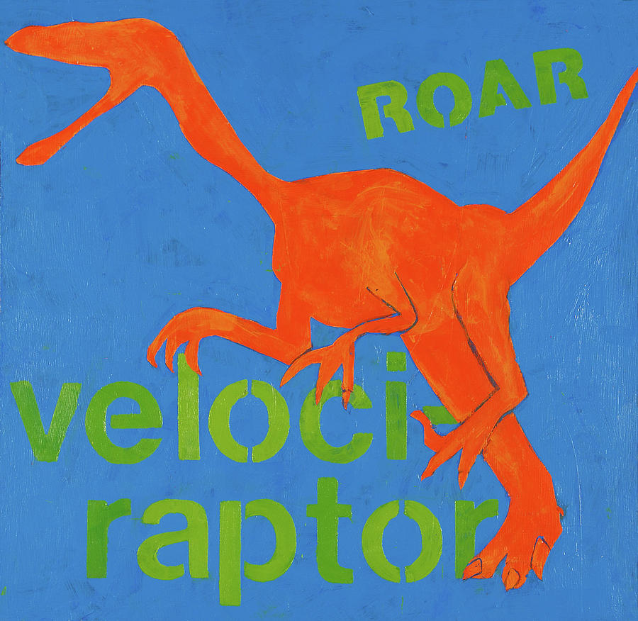 Dinosaur Painting - Velociraptor by Laurie Breen