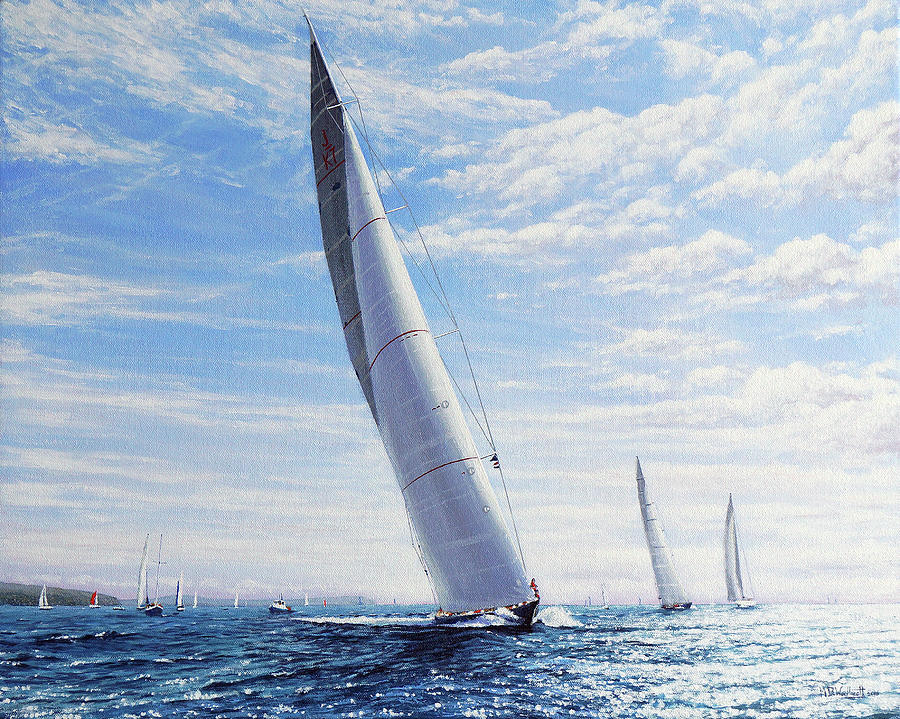 Velsheda, Lionheart and Ranger, J Class Yachts Painting by Mark Woollacott