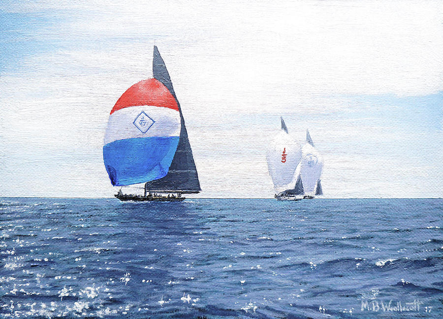 Velsheda Painting - Velsheda, Ranger And Lionheart - No. 2 by Mark Woollacott Velsheda Painting - Velsheda, Ranger And Lionheart - No. 2 by Mark Woollacott