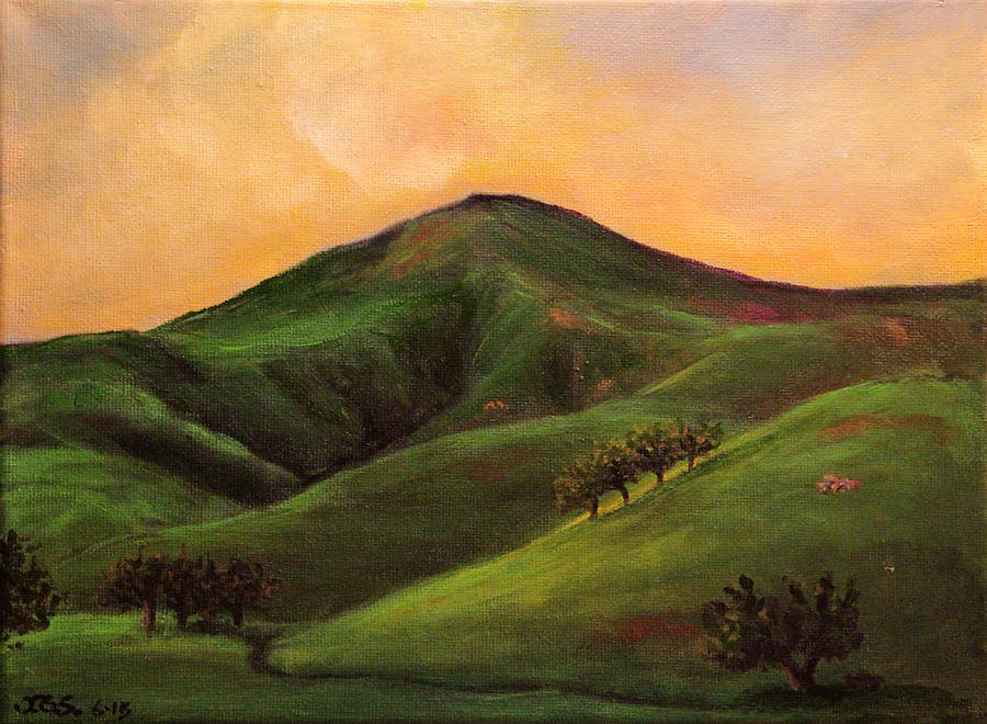 Velvet Hills and Orange Sherbet Skies Painting by Janet Greer Sammons