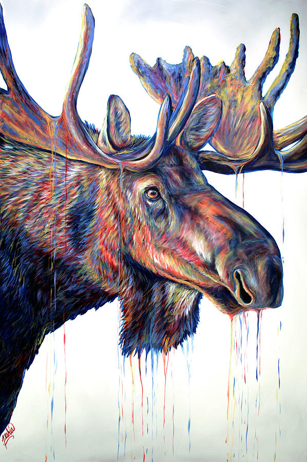 Moose Painting - Velvet Moose by Teshia Art