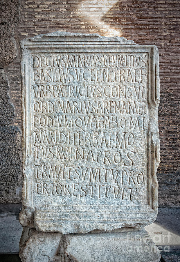 Venantius Inscription Stone Slab Photograph by Antony McAulay