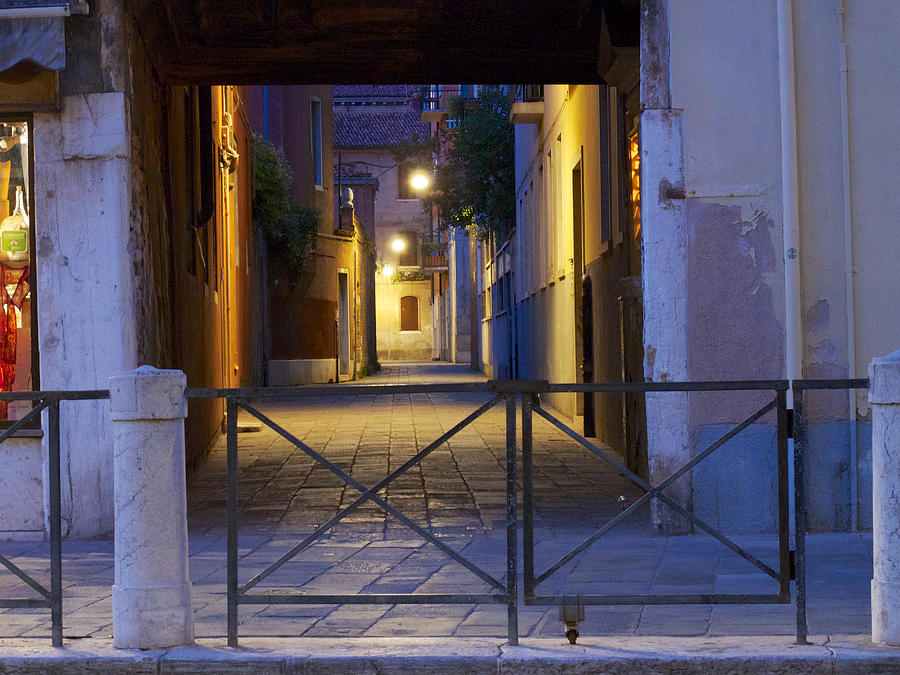 Venetian Alley At Night Photograph by David Beebe