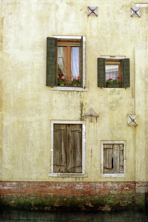 Geraniums in Venetian Windows Photograph by Brooke T Ryan