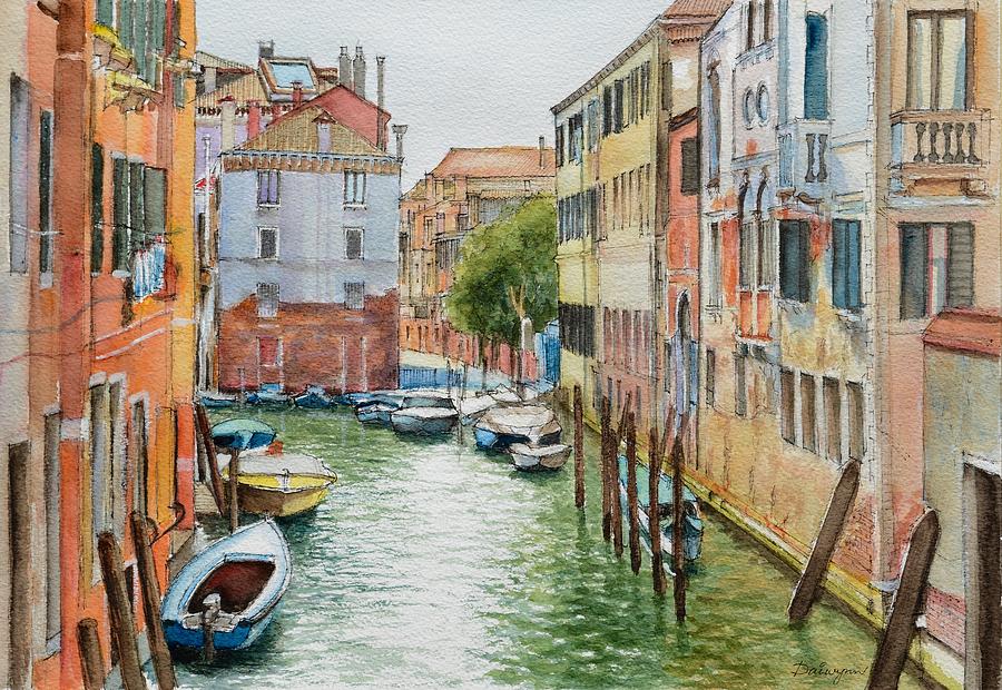 Venetian Canal Scene Painting by Dai Wynn