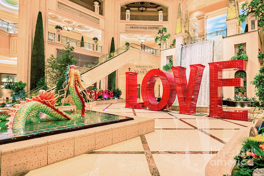 Las Vegas Photograph - Venetian Chinese New Year of the Dog Dragon and LOVE Display by Aloha Art