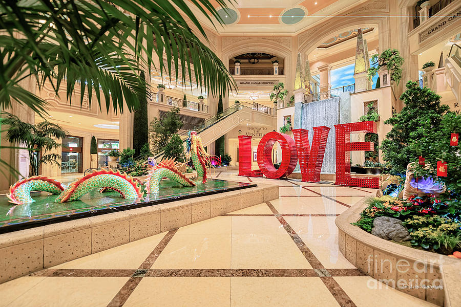 Las Vegas Photograph - Venetian Chinese New Year of the Dog Dragon and LOVE Display Ultra Wide by Aloha Art