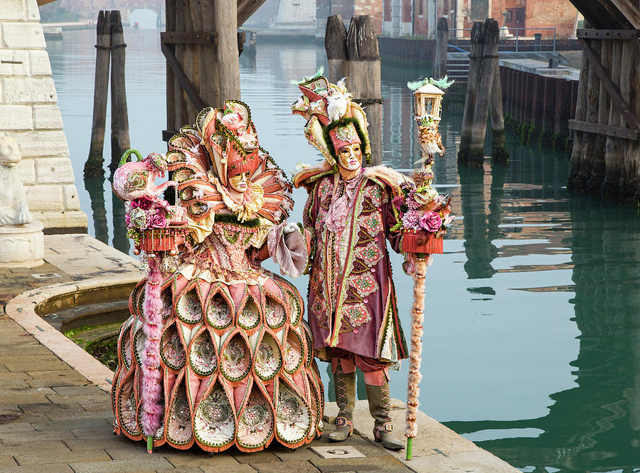Venetian Couple Along the Canal Photograph by Cheryl Strahl