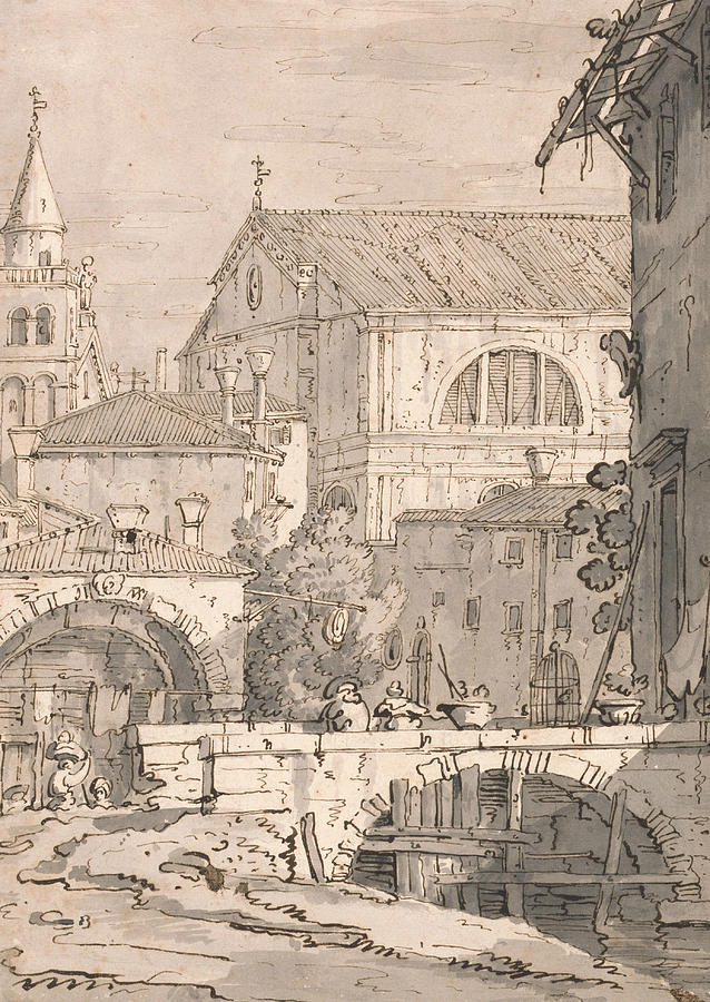 Venetian Fantasy  Drawing by Canaletto