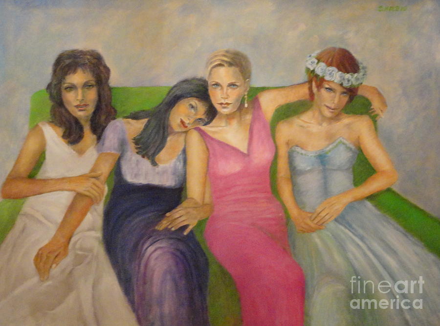 Four Girls Painting - Venetian Impression by Dagmar Helbig