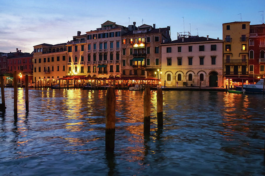Venetian Impressions - Blue Hour Along the Grand Canal Photograph by Georgia Mizuleva