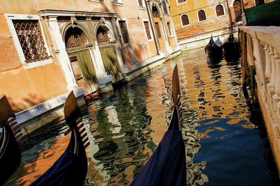 Venetian Impressions - Gondolas and Reflections Photograph by Georgia Mizuleva