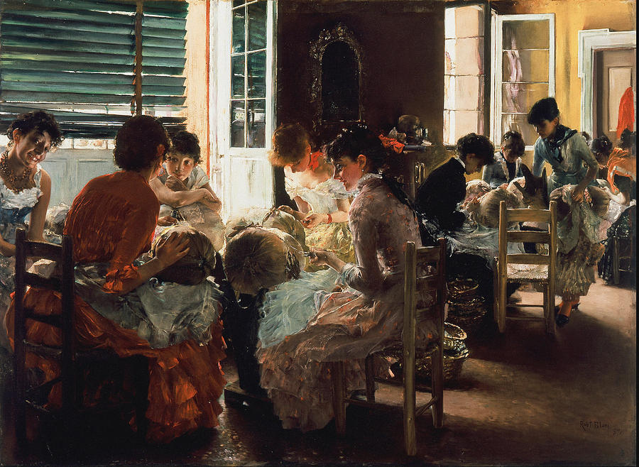 Flower Painting - Venetian Lacemakers 1887 by Robert Frederick Blum