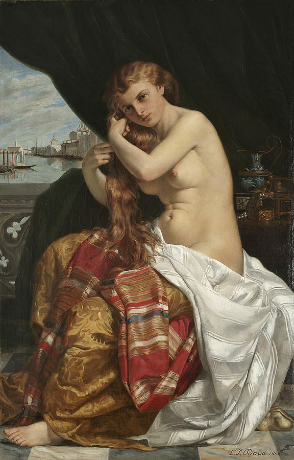 Venetian Lady at Her Toilette Painting by Jacques-Louis-Jules David