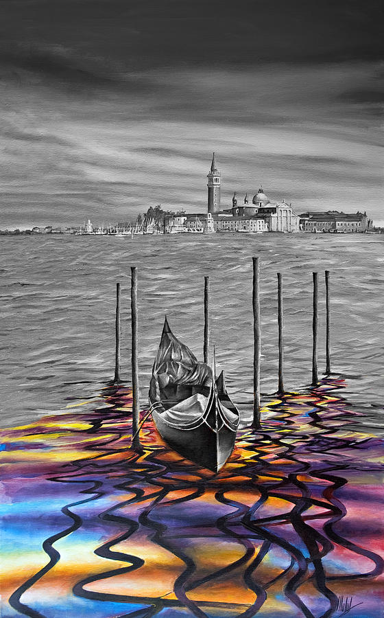 Venetian Lights 5 in Black and White Painting by Michelangelo Rossi