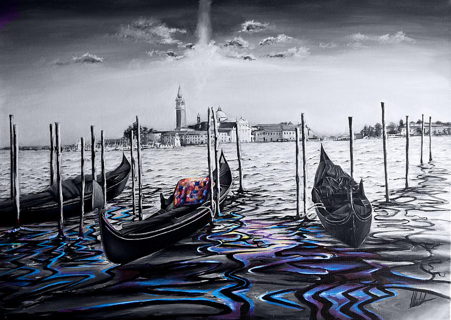 Venetian Lights 6 in Black and White Digital Art by Michelangelo Rossi