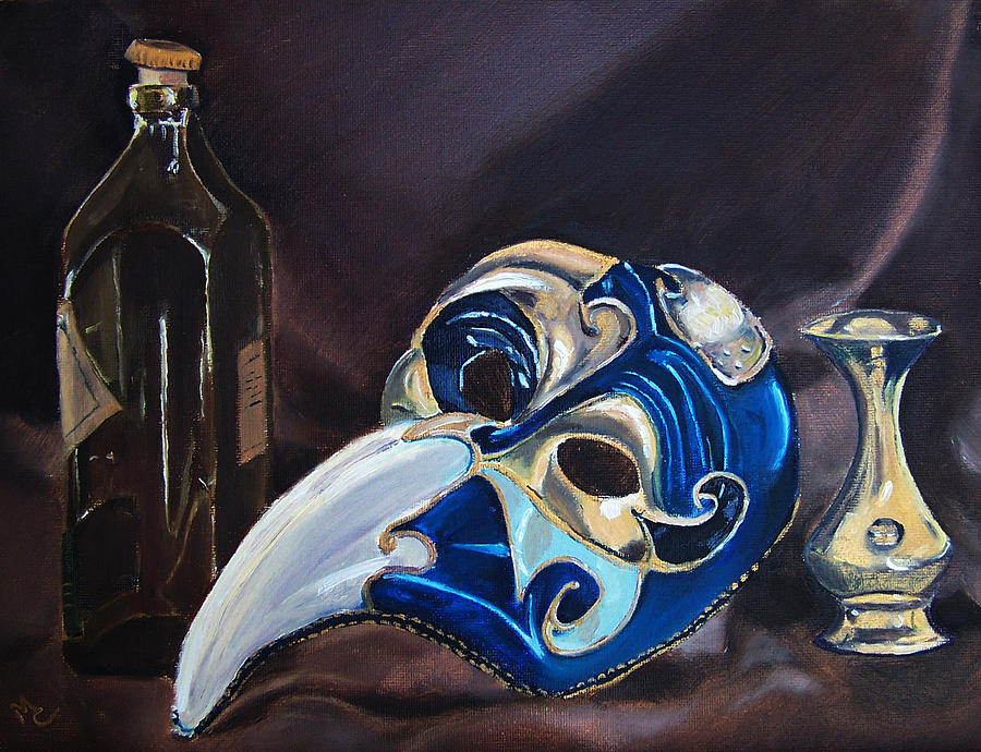 Venetian Mask Painting by Mary Capriole