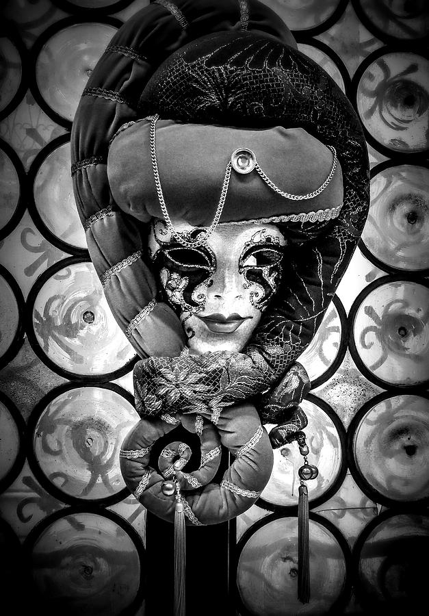 Venetian Masquerade B W Photograph by Pamela Newcomb