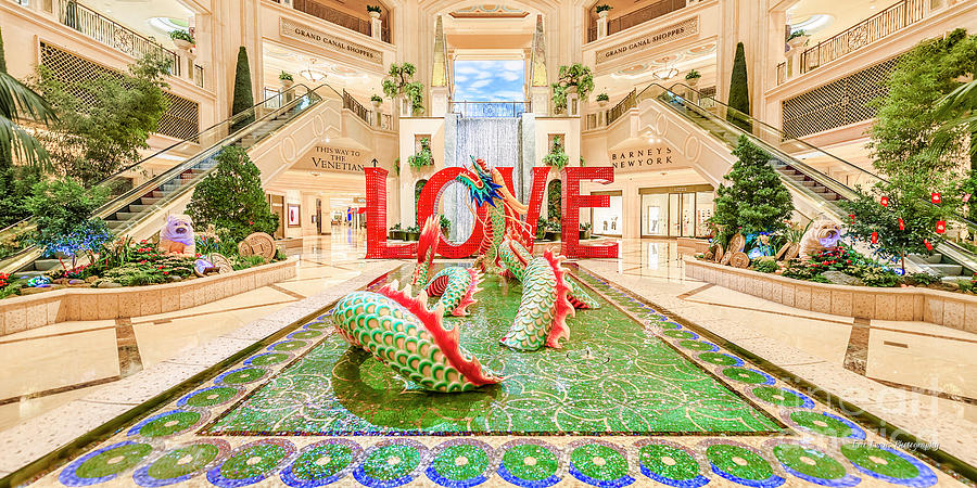 Las Vegas Photograph - Venetian Palazzo Dragon and Love Sculpture 2 to 1 Ratio by Aloha Art