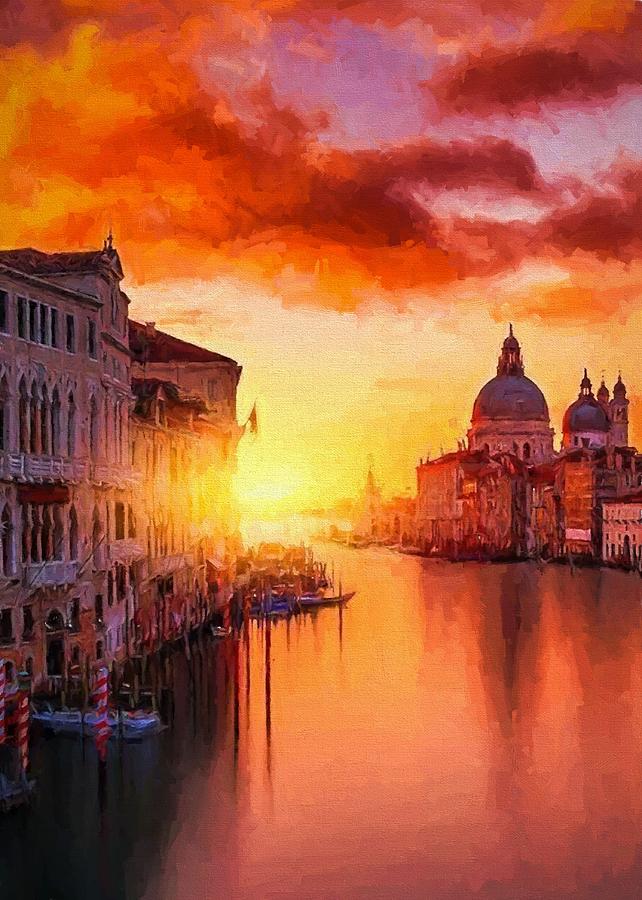 Venetian Sunset Digital Art by Charmaine Zoe