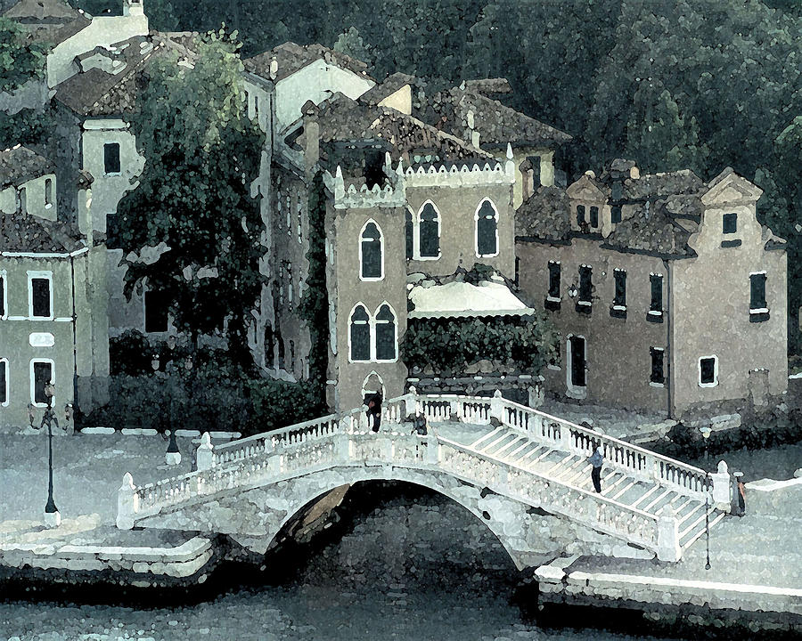 Architecture Digital Art - Venetian Walking Bridge by Donna Corless