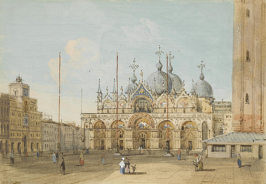Venice, A View of Saint Marks Square Drawing by Carlo Grubacs