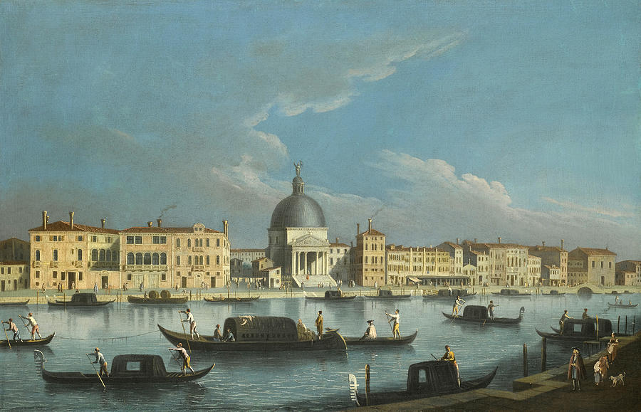 Venice a View of the Grand Canal with the Church of San Simeone Piccolo Painting by Venetian School