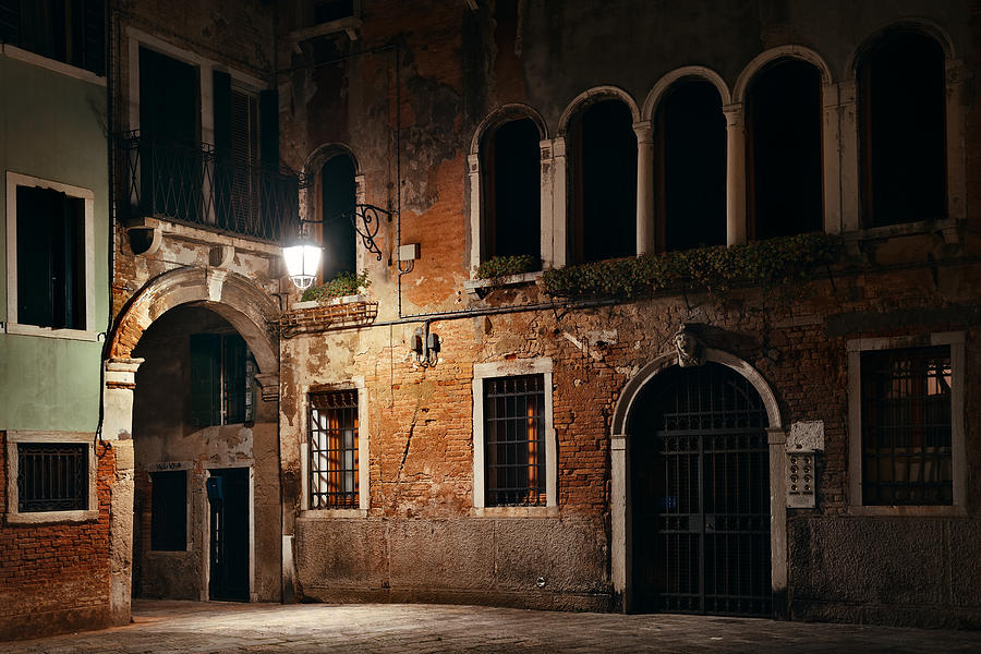 Venice alley at night Photograph by Songquan Deng