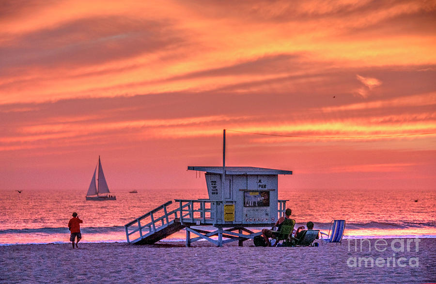 Venice Beach Fiery Sunset  Photograph by David Zanzinger