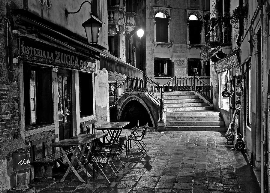 Venice Black and white Night Photograph by Frozen in Time Fine Art Photography