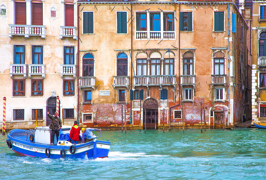 Architecture Photograph - Venice Boat Under The Rain by Jean-luc Bohin